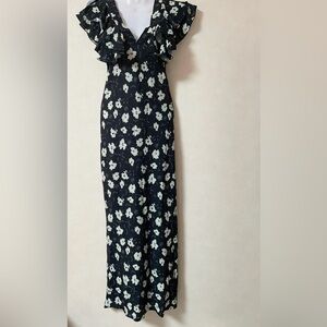 Floral Maxi Dress in Black and White